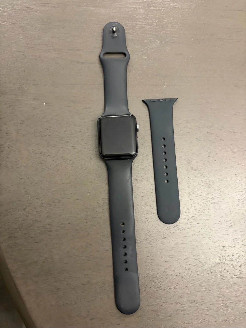 Apple Black Watch 3 42mm Black Silicone Band and Extra Strap